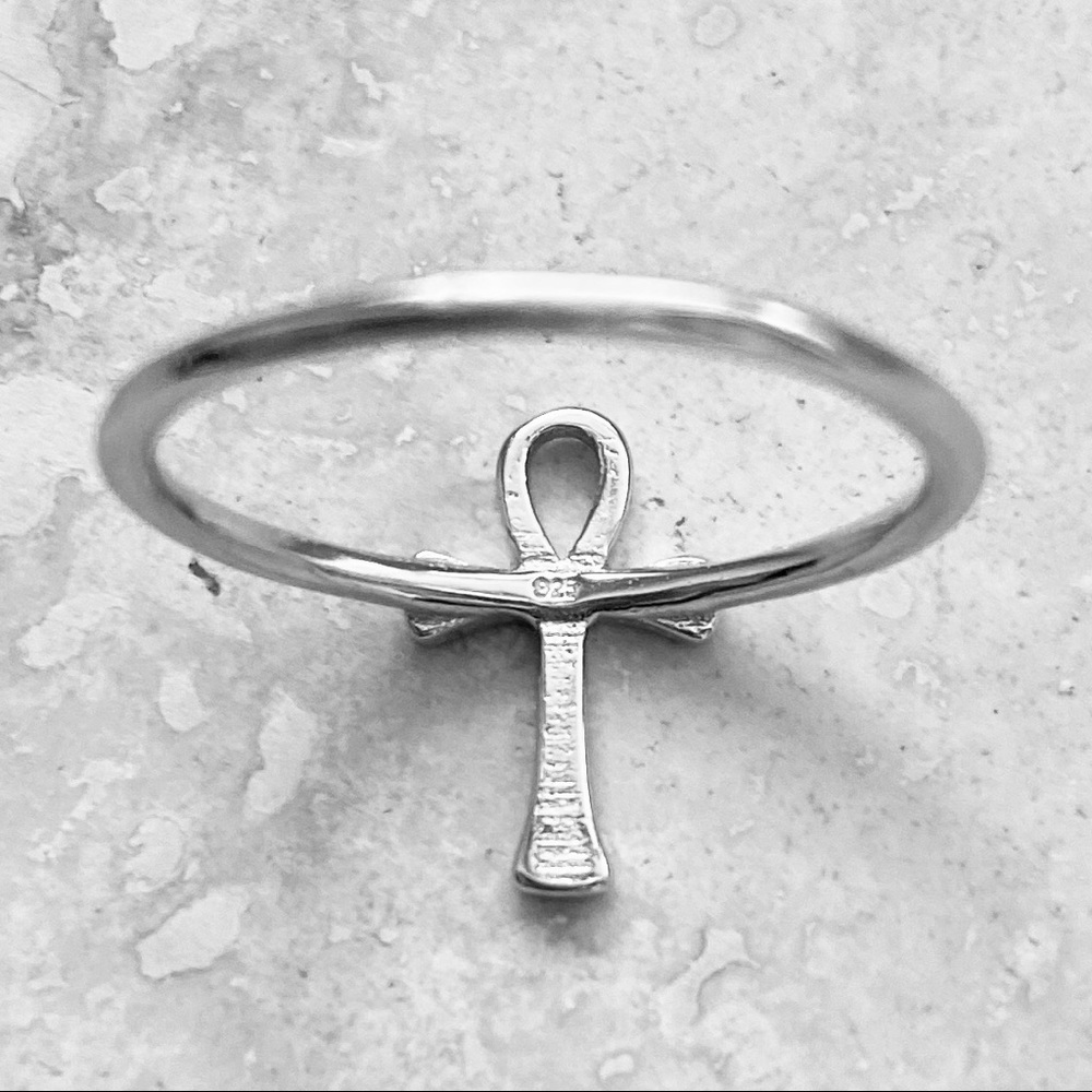 Sterling Silver Ankh Ring, Cross Ring, Silver Ring - image 8